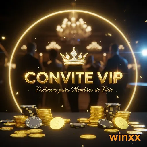 Convite VIP para evento de cassino do site Winxx, com design sofisticado e detalhes luxuosos.